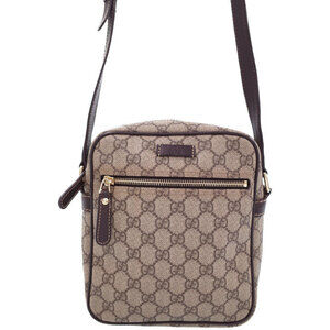 Gucci GG Plus Monogram Flat Messenger Crossbody Bag Brown